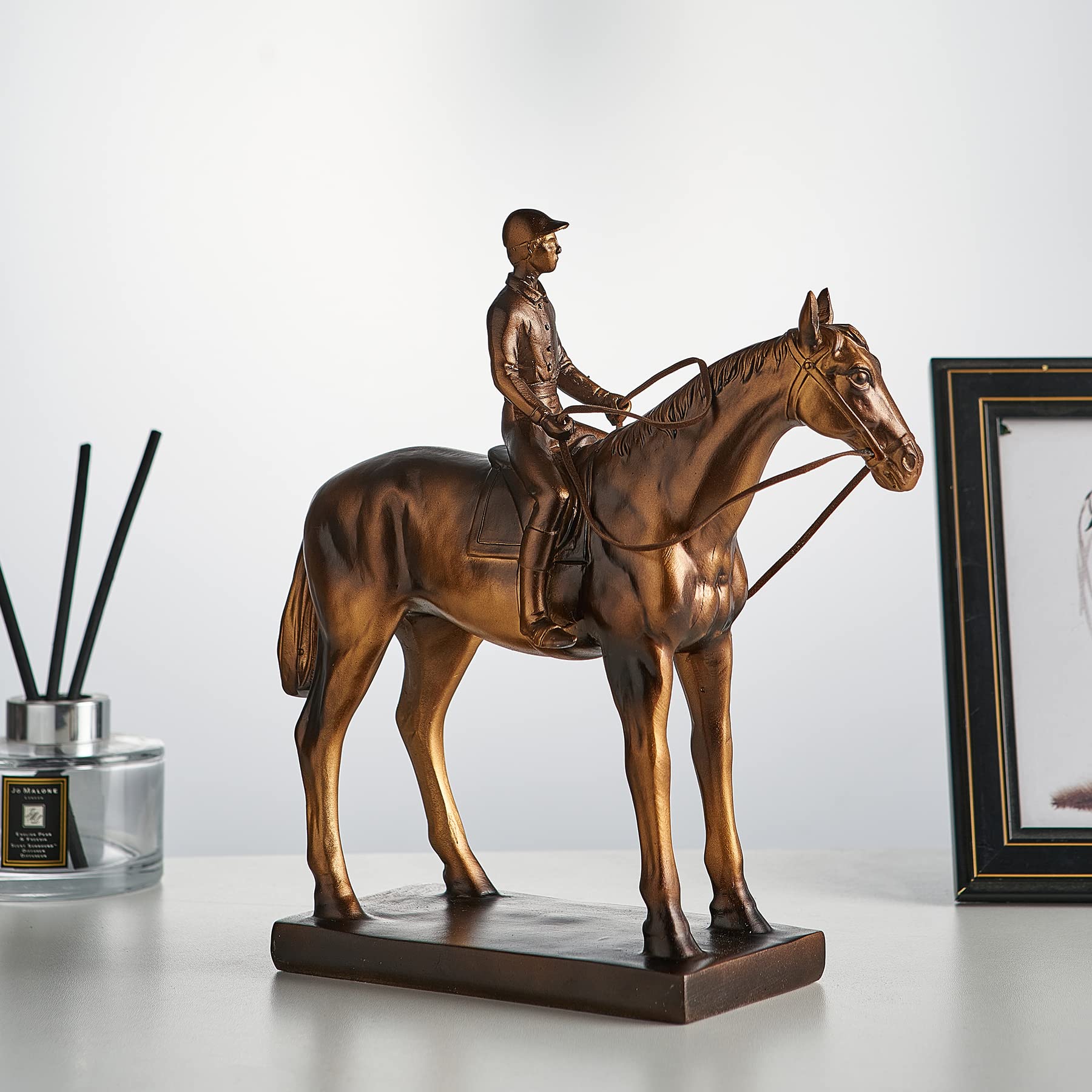 木彫　馬乗り 彫刻 木彫り 馬 リアルな表現 木製 置物 オブジェ インテリア